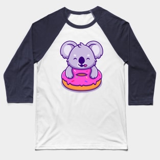 Cute Koala Holding Doughnut Cartoon Baseball T-Shirt